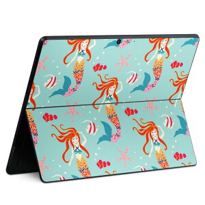 Surface Pro11(2024) / Pro10(for Business) / Pro9(2022) 共通対応 背面 保護 デザイン スキンシール Pro8/ProX 各種対応 013990 人魚 海 ヒトデ