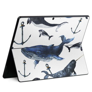 Surface Pro11(2024) / Pro10(for Business) / Pro9(2022) 共通対応 背面 保護 デザイン スキンシール Pro8/ProX 各種対応 015837 魚 海 くじら シャチ