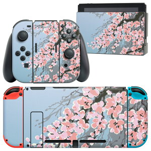igsticker Nintendo Switch 用 デザインスキンシール 任天堂 ニンテンドー スイッチ 専用 本体ドック Joy-Con Joycon ジョイコン 専用 ゲーム機 カバー アクセサリー フィルム ステッカー 001219 桜 花