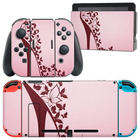 igsticker Nintendo Switch 用 デザインスキンシール 任天堂 ニンテンドー スイッチ 専用 本体ドック Joy-Con Joycon ジョイコン 専用 ゲーム機 カバー アクセサリー フィルム ステッカー 001579 ヒール　パンプス　靴　蝶