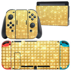igsticker Nintendo Switch 用 デザインスキンシール 任天堂 ニンテンドー スイッチ 専用 本体ドック Joy-Con Joycon ジョイコン 専用 ゲーム機 カバー アクセサリー フィルム ステッカー 002458 ゴールド