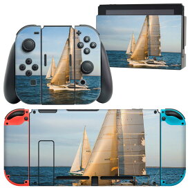 igsticker Nintendo Switch 用 デザインスキンシール 任天堂 ニンテンドー スイッチ 専用 本体ドック Joy-Con Joycon ジョイコン 専用 ゲーム機 カバー アクセサリー フィルム ステッカー 023757 ヨット　写真　風景