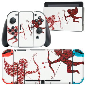 igsticker Nintendo Switch 用 デザインスキンシール 任天堂 ニンテンドー スイッチ 専用 本体ドック Joy-Con Joycon ジョイコン 専用 ゲーム機 カバー アクセサリー フィルム ステッカー 005604 ハート