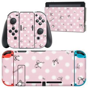 igsticker Nintendo Switch 用 デザインスキンシール 任天堂 ニンテンドー スイッチ 専用 本体ドック Joy-Con Joycon ジョイコン 専用 ゲーム機 カバー アクセサリー フィルム ステッカー 005806 リボン