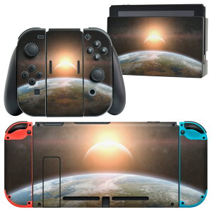 igsticker Nintendo Switch 用 デザインスキンシール 任天堂 ニンテンドー スイッチ 専用 本体ドック Joy-Con Joycon ジョイコン 専用 ゲーム機 カバー アクセサリー フィルム ステッカー 006115 宇宙 地