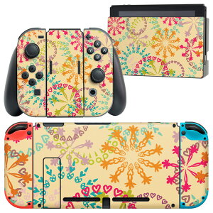 igsticker Nintendo Switch 用 デザインスキンシール 任天堂 ニンテンドー スイッチ 専用 本体ドック Joy-Con Joycon ジョイコン 専用 ゲーム機 カバー アクセサリー フィルム ステッカー 006539 花  ハ