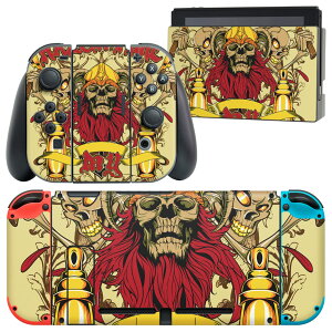igsticker Nintendo Switch 用 デザインスキンシール 任天堂 ニンテンドー スイッチ 専用 本体ドック Joy-Con Joycon ジョイコン 専用 ゲーム機 カバー アクセサリー フィルム ステッカー 006627 骸骨 ド