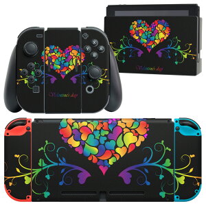 igsticker Nintendo Switch 用 デザインスキンシール 任天堂 ニンテンドー スイッチ 専用 本体ドック Joy-Con Joycon ジョイコン 専用 ゲーム機 カバー アクセサリー フィルム ステッカー 006773 ハート