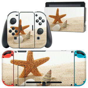 igsticker Nintendo Switch 用 デザインスキンシール 任天堂 ニンテンドー スイッチ 専用 本体ドック Joy-Con Joycon ジョイコン 専用 ゲーム機 カバー アクセサリー フィルム ステッカー 009536 貝殻 海