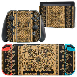 igsticker Nintendo Switch 用 デザインスキンシール 任天堂 ニンテンドー スイッチ 専用 本体ドック Joy-Con Joycon ジョイコン 専用 ゲーム機 カバー アクセサリー フィルム ステッカー 010190 ペイズリ