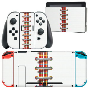 igsticker Nintendo Switch 用 デザインスキンシール 任天堂 ニンテンドー スイッチ 専用 本体ドック Joy-Con Joycon ジョイコン 専用 ゲーム機 カバー アクセサリー フィルム ステッカー 010884 チェック