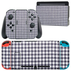 igsticker Nintendo Switch 用 デザインスキンシール 任天堂 ニンテンドー スイッチ 専用 本体ドック Joy-Con Joycon ジョイコン 専用 ゲーム機 カバー アクセサリー フィルム ステッカー 012394 チェック