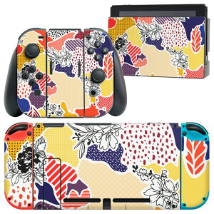 igsticker Nintendo Switch 用 デザインスキンシール 任天堂 ニンテンドー スイッチ 専用 本体ドック Joy-Con Joycon ジョイコン 専用 ゲーム機 カバー アクセサリー フィルム ステッカー 014508 花  カ