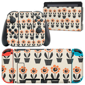 igsticker Nintendo Switch 用 デザインスキンシール 任天堂 ニンテンドー スイッチ 専用 本体ドック Joy-Con Joycon ジョイコン 専用 ゲーム機 カバー アクセサリー フィルム ステッカー 015982 花 flower