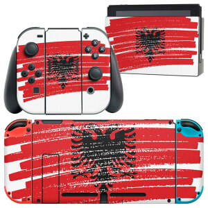 igsticker Nintendo Switch 用 デザインスキンシール 任天堂 ニンテンドー スイッチ 専用 本体ドック Joy-Con Joycon ジョイコン 専用 ゲーム機 カバー アクセサリー フィルム ステッカー 018379 国旗 albania