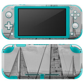 igsticker Nintendo Switch Lite 専用 デザインスキンシール 全面 ニンテンドー スイッチ ライト 専用 ゲーム機 カバー アクセサリー フィルム ステッカー エアフリー 023990 ヨット　モノクロ　写真