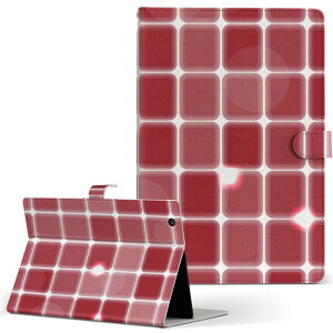 dtab d-51c 用 タブレットケース docomo ドコモ Lサイズ 手帳型 タブレットケース カバー マグネット式 レザー フリップ ダイアリー 二つ折り 革 薄型 軽量 000519 タイル 赤