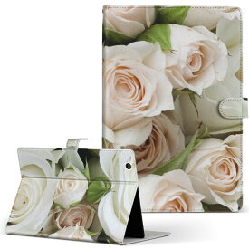 タブレット 手帳型 タブレットケース カバー レザー フリップ ダイアリー 二つ折り 革 フラワー バラ　花柄 000885