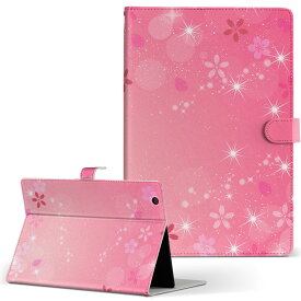 タブレット 手帳型 タブレットケース カバー レザー フリップ ダイアリー 二つ折り 革 001625 桜　花