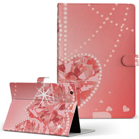DELL Latitude 10 デル latitude10 LLサイズ 手帳型 タブレットケース カバー レザー フリップ ダイアリー 二つ折り 革 005001 ハート　赤　ピンク　宝石