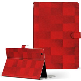 Panasonic UTPB1 パナソニック utpb1 Mサイズ 手帳型 タブレットケース カバー レザー フリップ ダイアリー 二つ折り 革 チェック・ボーダー 赤　レッド　模様 006762