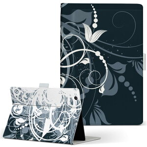 Surface mssaa4 Surface 3 128GB MSSAA4 SIMフリー Microsoft マイクロソフト LLサイズ 手帳型 タブレットケース カバー レザー フリップ ダイアリー 二つ折り 革 007666 花 フラワー 黒 ブラック