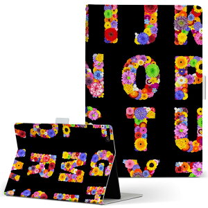 Surface mssaa4 Surface 3 128GB MSSAA4 SIMフリー Microsoft マイクロソフト LLサイズ 手帳型 タブレットケース カバー レザー フリップ ダイアリー 二つ折り 革 008008 花 フラワー 黒 カラフル 文字