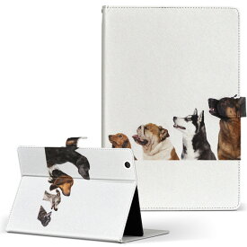DELL Latitude 10 デル latitude10 LLサイズ 手帳型 タブレットケース カバー レザー フリップ ダイアリー 二つ折り 革 008190 写真　犬　いぬ　白　ホワイト