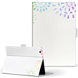 LAVIE Tab T10d 用 タブレット ケース docomo ドコモ Lサイズ 手帳型 タブレットケース カバー レザー フリップ ダイアリー 二つ折り 革 009639 花火 カラフル シンプル