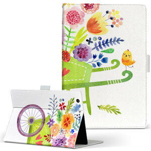 Fire HD 10 専用 タブレット ケース FireHD10 (第7世代・2017年リリース) Lサイズ 手帳型 タブレットケース カバー レザー フリップ ダイアリー 二つ折り 革 009640  鳥 カラフル