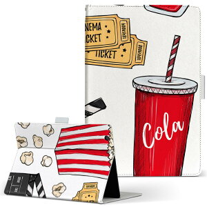 LAVIE Tab T10d 用 タブレット ケース docomo ドコモ Lサイズ 手帳型 タブレットケース カバー レザー フリップ ダイアリー 二つ折り 革 014267 映画 ポップコーン