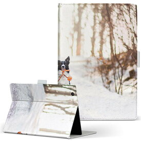 OPPO Pad Air 用 タブレットケース Lサイズ 手帳型 タブレットケース カバー 全機種対応有り レザー フリップ ダイアリー 二つ折り 革 023218 犬　写真　雪
