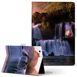dtab Compact d-42A Lenovo docomo ドコモ Sサイズ 手帳型 タブレットケース カバー 全機種対応有り レザー フリップ ダイアリー 二つ折り 革 023387 景色 写真 滝