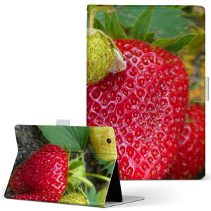 iPad Air 2 用 タブレット ケース Apple iPad アイパッド ipadair2 Lサイズ 手帳型 タブレットケース カバー レザー フリップ ダイアリー 二つ折り 革 026024 フルーツ 果物 いちご