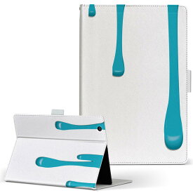 Qua tab PX LGエレクトロニクス quatabpx Mサイズ 手帳型 タブレットケース カバー 全機種対応有り レザー フリップ ダイアリー 二つ折り 革 007422 青　ブルー　インク　ペンキ