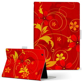 S90 TOSHIBA 東芝 Dynabook Tab ダイナブックタブ s90 Lサイズ 手帳型 タブレットケース カバー 全機種対応有り レザー フリップ ダイアリー 二つ折り 革 007549 花　　赤　レッド