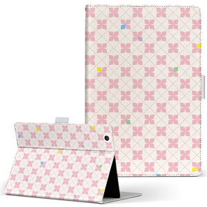 dtab Compact d-42A Lenovo docomo ドコモ Sサイズ 手帳型 タブレットケース カバー 全機種対応有り レザー フリップ ダイアリー 二つ折り 革 007711 花  ピンク 模様