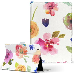 Lenovo Tab 7 Essential 用 タブレット ケース レノボ タブ7 エッセンシャル Sサイズ 手帳型 タブレットケース カバー レザー フリップ ダイアリー 二つ折り 革 008752 花  水彩 カラフル