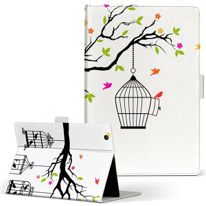 dtab Compact d-42A Lenovo docomo ドコモ Sサイズ 手帳型 タブレットケース カバー 全機種対応有り レザー フリップ ダイアリー 二つ折り 革 009445 鳥  白 黒
