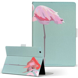 OPPO Pad Air 用 タブレットケース Lサイズ 手帳型 タブレットケース カバー 全機種対応有り レザー フリップ ダイアリー 二つ折り 革 011652 フラミンゴ　水辺　動物