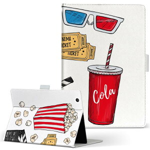 Huawei dtab d-01K ファーウェイ d01k Lサイズ 手帳型 タブレットケース カバー 全機種対応有り レザー フリップ ダイアリー 二つ折り 革 014267 映画 ポップコーン