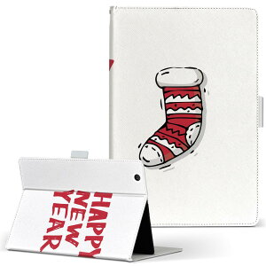 dtab Compact d-42A Lenovo docomo ドコモ Sサイズ 手帳型 タブレットケース カバー 全機種対応有り レザー フリップ ダイアリー 二つ折り 革 017685 クリスマス happy new year 文字 靴下