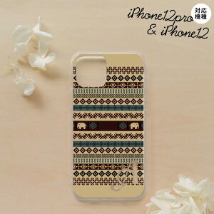 iPhone12/iPhone12pro iPhone12 / iPhone12pro スマホケース ソフトケース エスニック ゾウ ベージュ ブルー +アルファベット メンズ レディース nk-i12-tp1572i