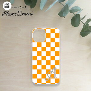 iPhone12mini iPhone12 mini 5.4 スマホケース ハードケース スクエア 白 オレンジ +アルファベット メンズ レディース nk-i12m-764i