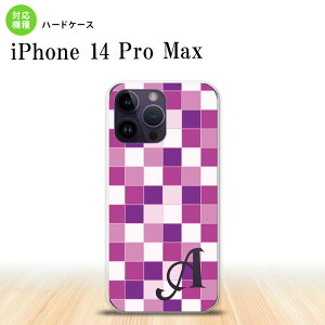 iPhone14 ProMax iPhone14 Pro Max スマホケース 背面ケース ハードケース スクエア モザイク 紫 +アルファベット 2022年 9月発売 nk-i14pm-1019i