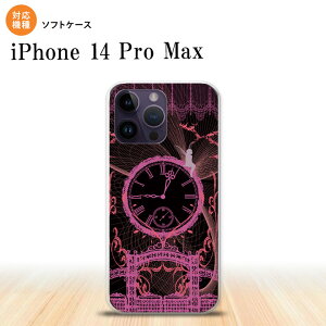 iPhone14 ProMax iPhone14 Pro Max スマホケース 背面ケースソフトケース 時計 妖精 黒 ピンク 2022年 9月発売 nk-i14pm-tp1255