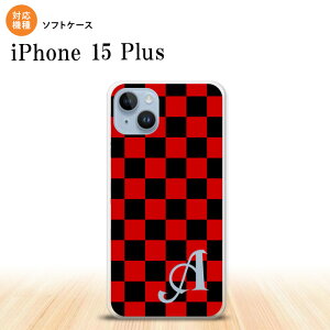 iPhone15 plus iPhone15 plus スマホケース 背面ケースソフトケース スクエア 黒 赤 +アルファベット 2023年 9月発売 nk-i15pl-tp763i