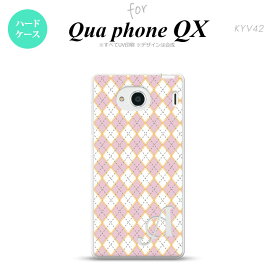 【KYV42】【スマホケース/スマホカバー】【キュアフォン QX】KYV42 スマホケース QUA Phone QX ケース キュアフォン QX イニシャル アーガイル ピンク×グレー nk-kyv42-1411ini【メール便送料無料】