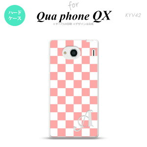 【KYV42】【スマホケース/スマホカバー】【キュアフォン QX】KYV42 スマホケース QUA Phone QX ケース キュアフォン QX イニシャル スクエア 白×ピンク nk-kyv42-765ini【メール便送料無料】