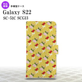 SC-51C SCG13 Galaxy S22 手帳型スマホケース カバー 花柄 バラ リボン 黄 nk-004s-s22-dr263